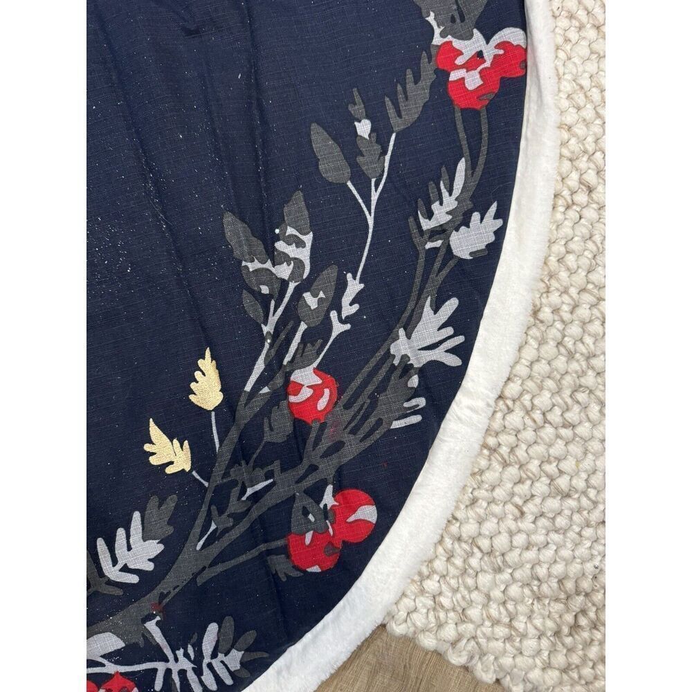 Allen + Roth Christmas Tree Skirt Blue 56” Holly Jolly Decorations Holiday Blue - Picture 6 of 10